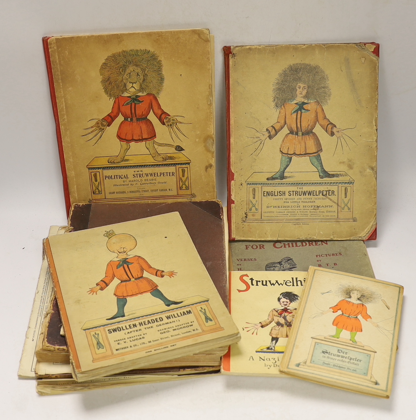 A quantity of different versions of Struwwelpeter and other books